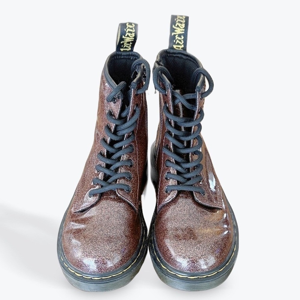 Kids Dr Martens 1460 Glitter J Boots Size 1 US Kids Glitter Brown Lace Up zip - Picture 4 of 9